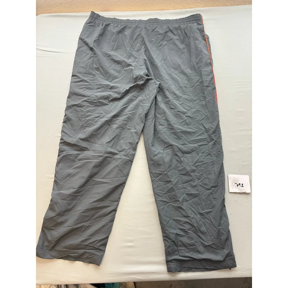 Nike Dri-FIT Mens XXL Gray Orange Piping Track Pants Athletic Running Sweats